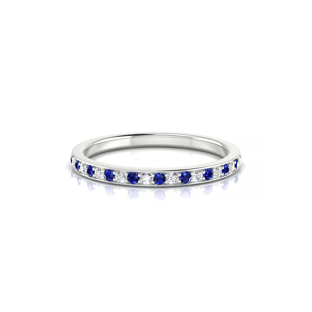 Union | 18k White Gold 1.3 mm Round Sapphire Ring