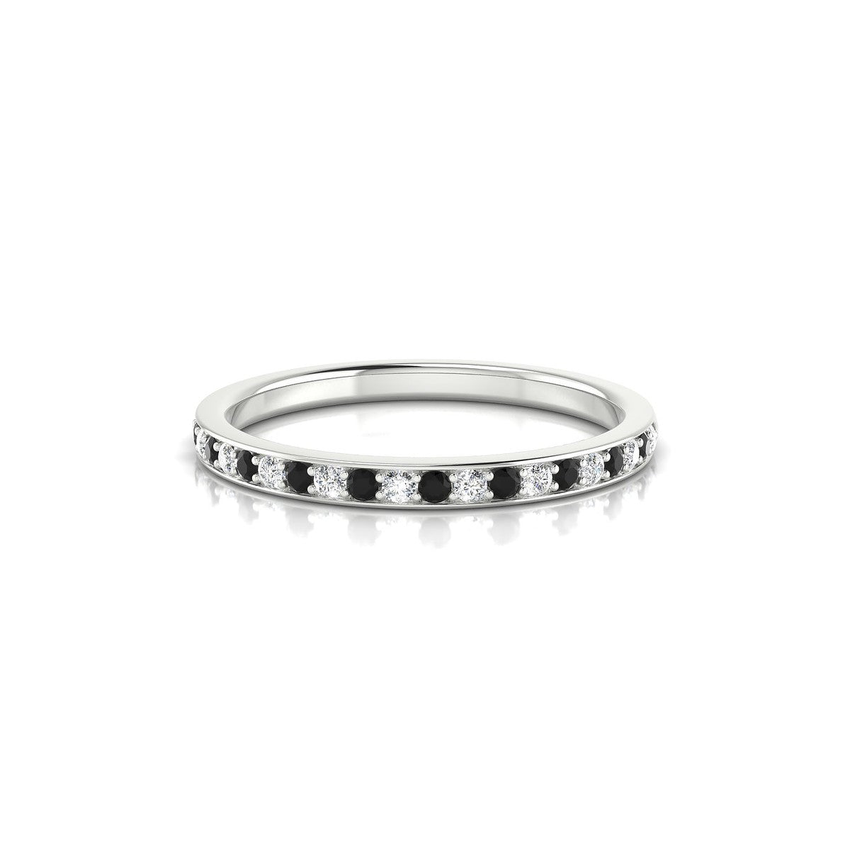 Union | 18k White Gold 1.3 mm Round Black Diamond Ring
