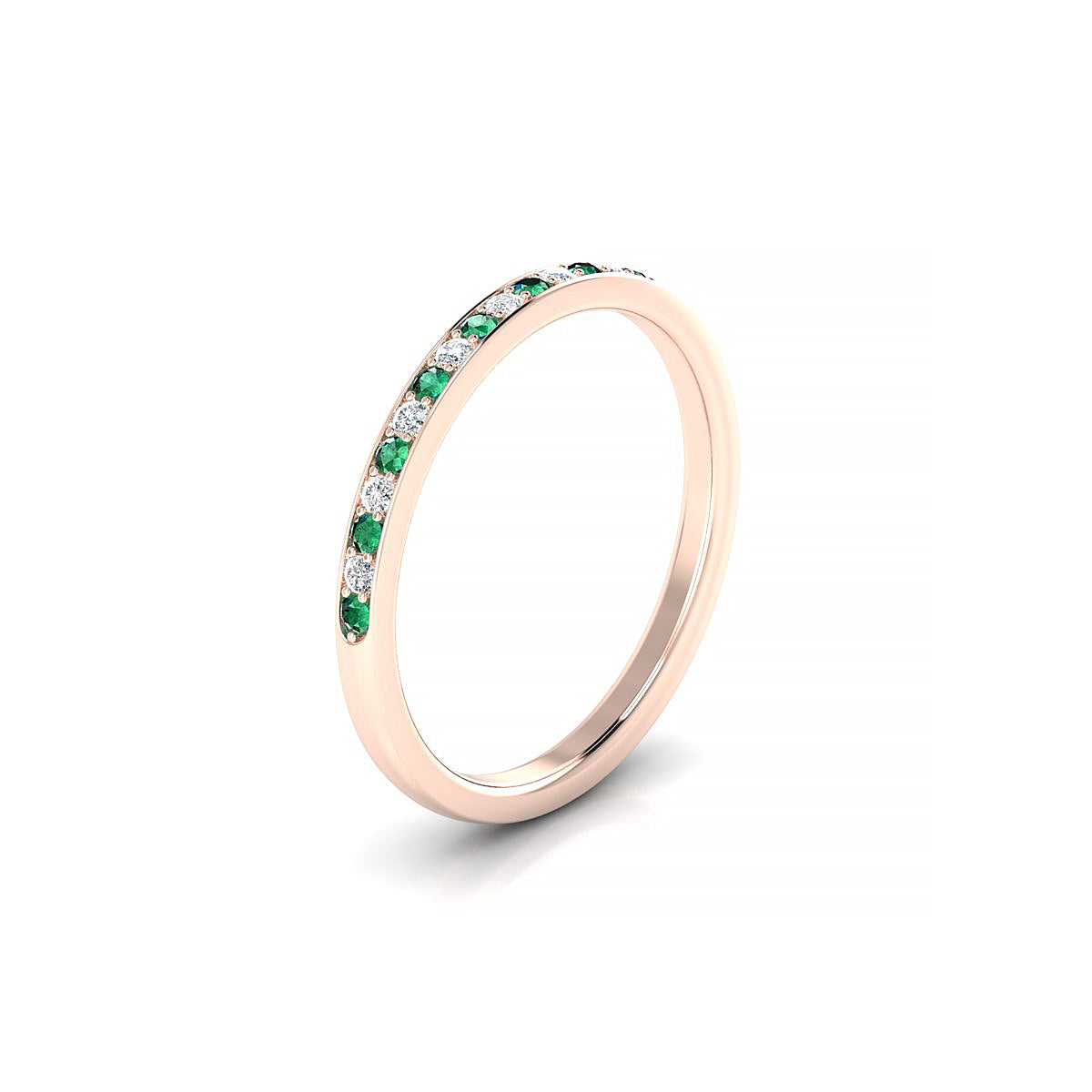 Union | 18k Rose Gold 1.3 mm Round Emerald Ring