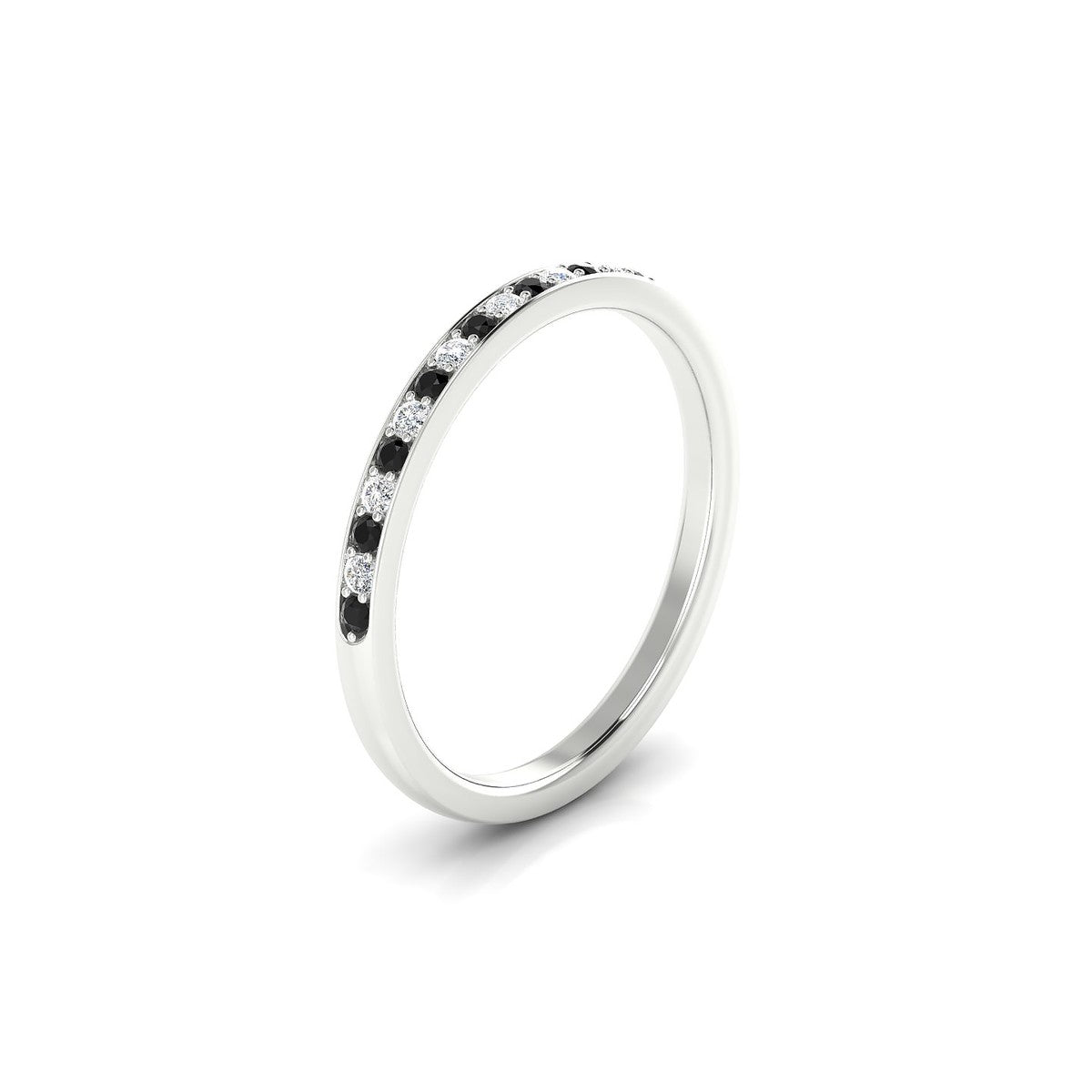Union | 18k White Gold 1.3 mm Round Black Diamond Ring