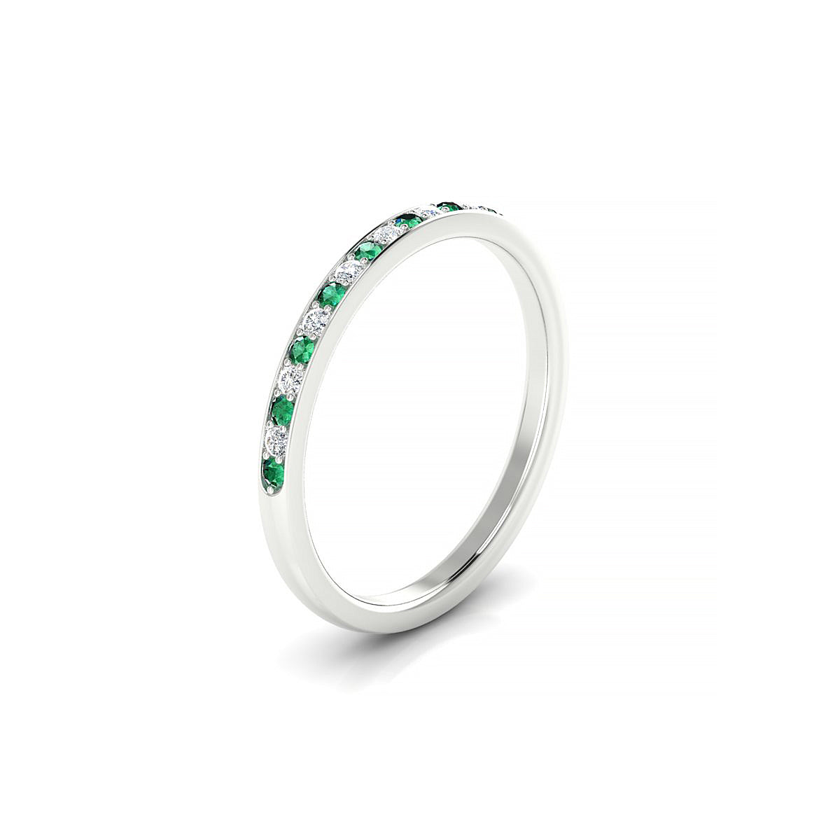 Union | 18k White Gold 1.3 mm Round Emerald Ring