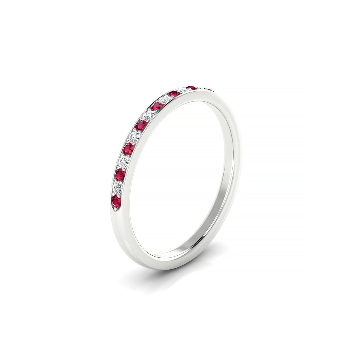 Union | 18k White Gold 1.3 mm Round Ruby Ring