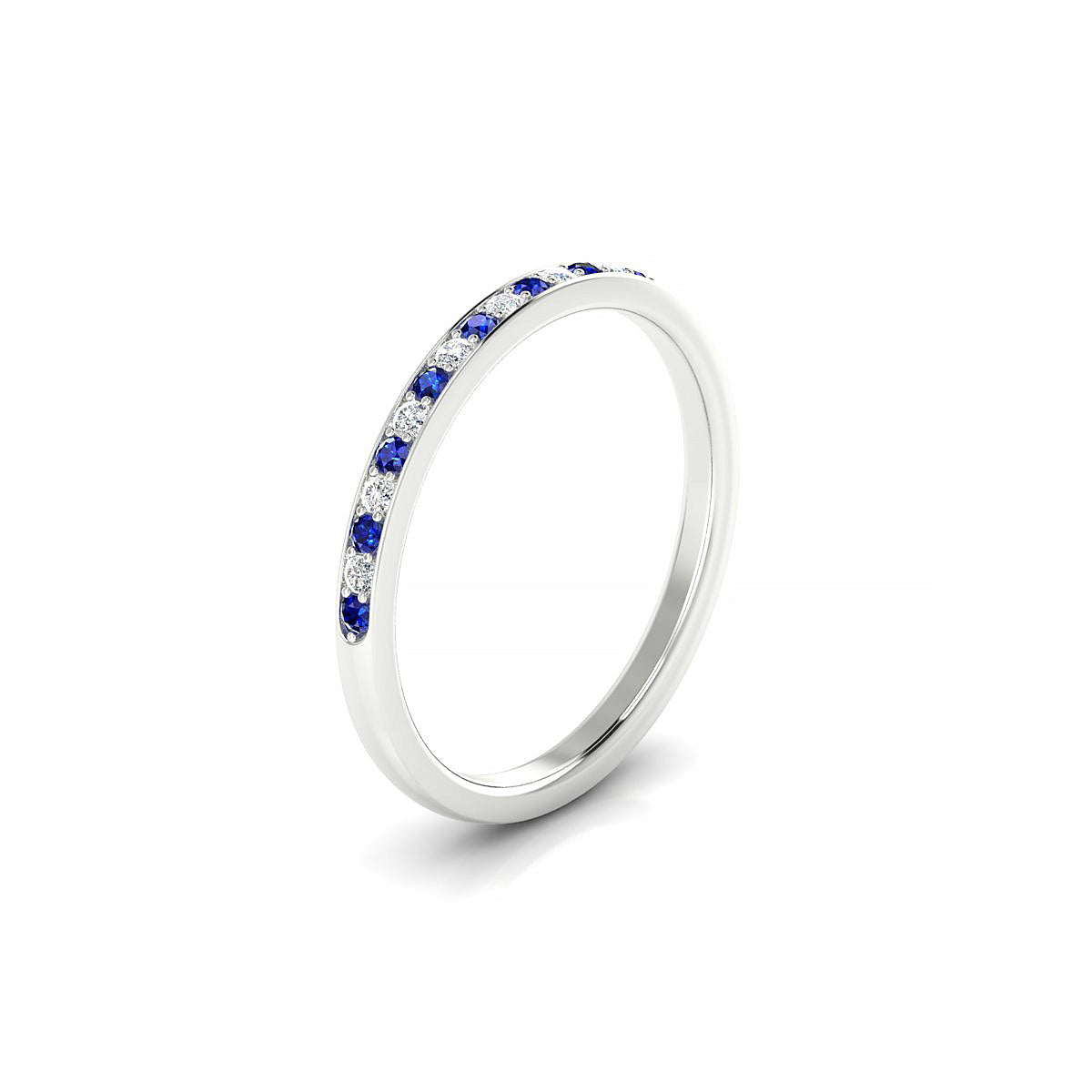 Union | 18k White Gold 1.3 mm Round Sapphire Ring