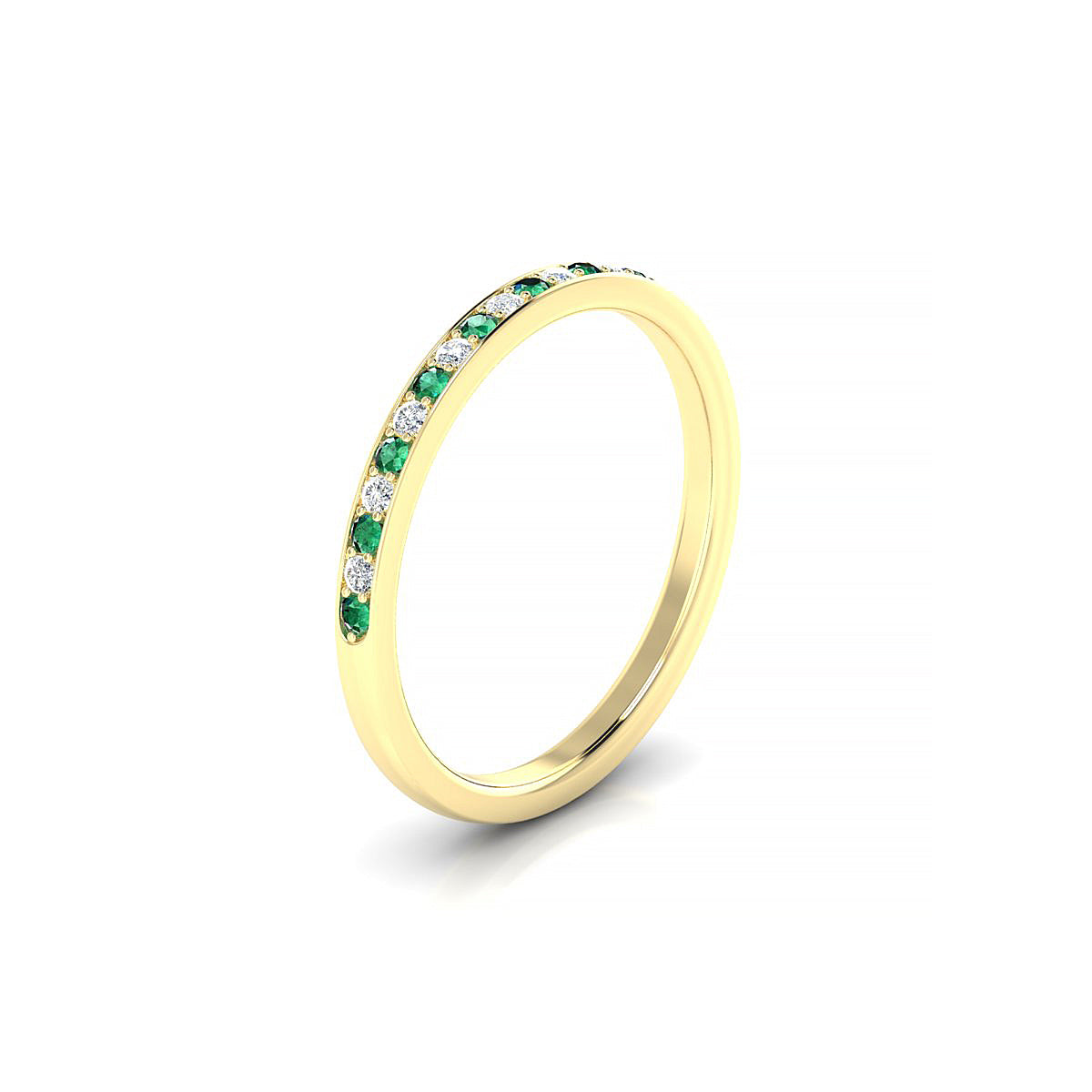 Union | 18k Yellow Gold 1.3 mm Round Emerald Ring