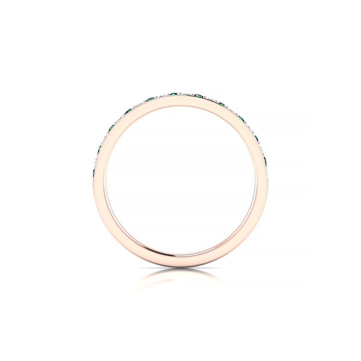 Union | 18k Rose Gold 1.3 mm Round Emerald Ring