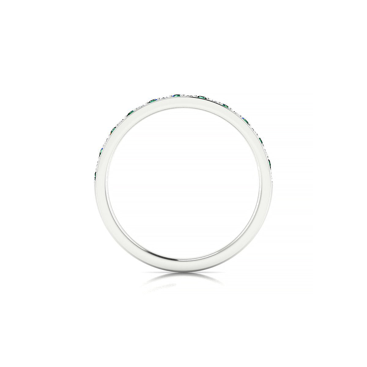 Union | 18k White Gold 1.3 mm Round Emerald Ring