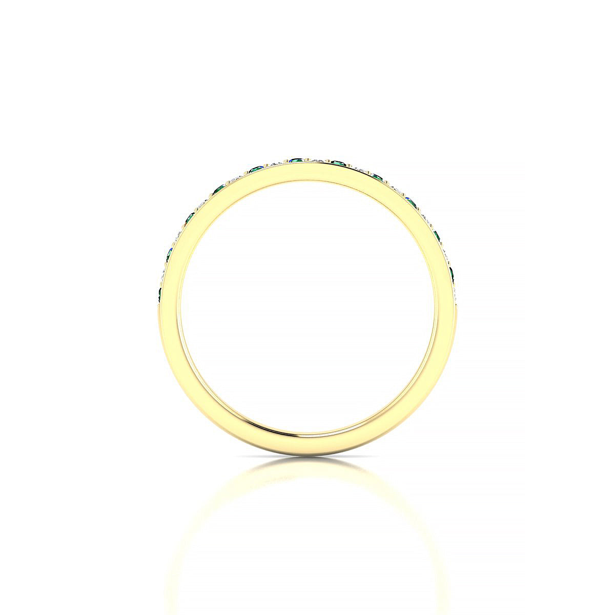 Union | 18k Yellow Gold 1.3 mm Round Emerald Ring