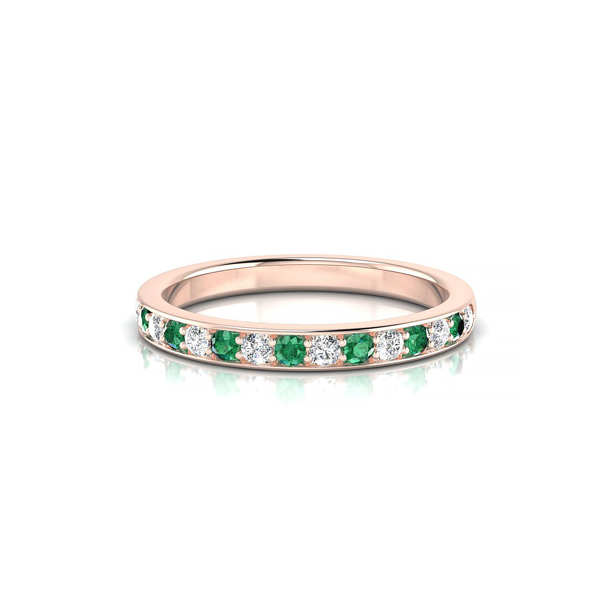 Union | 18k Rose Gold 1.7 mm Round Emerald Ring