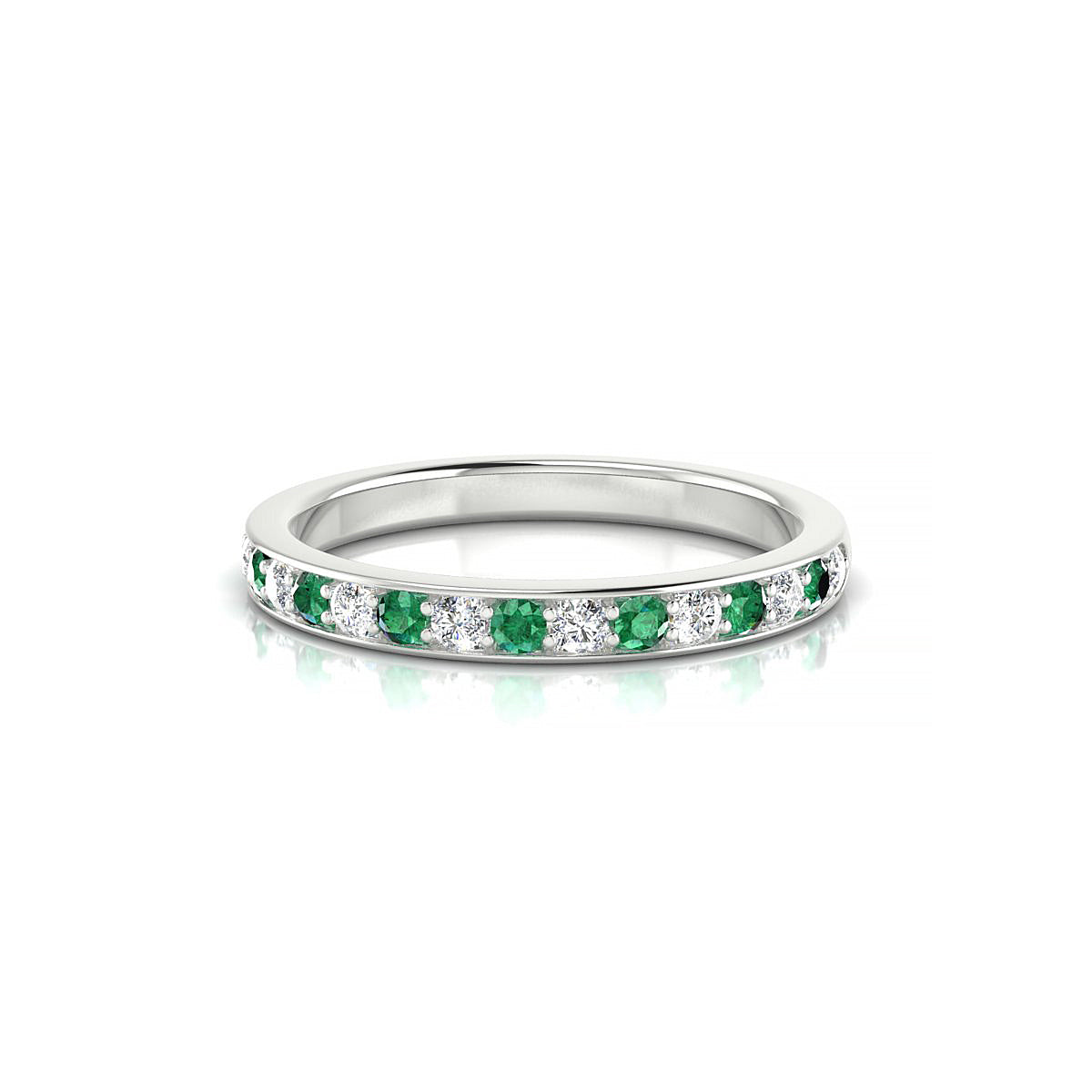 Union | 18k White Gold 1.7 mm Round Emerald Ring