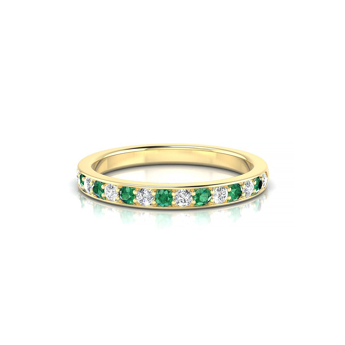 Union | 18k Yellow Gold 1.7 mm Round Emerald Ring