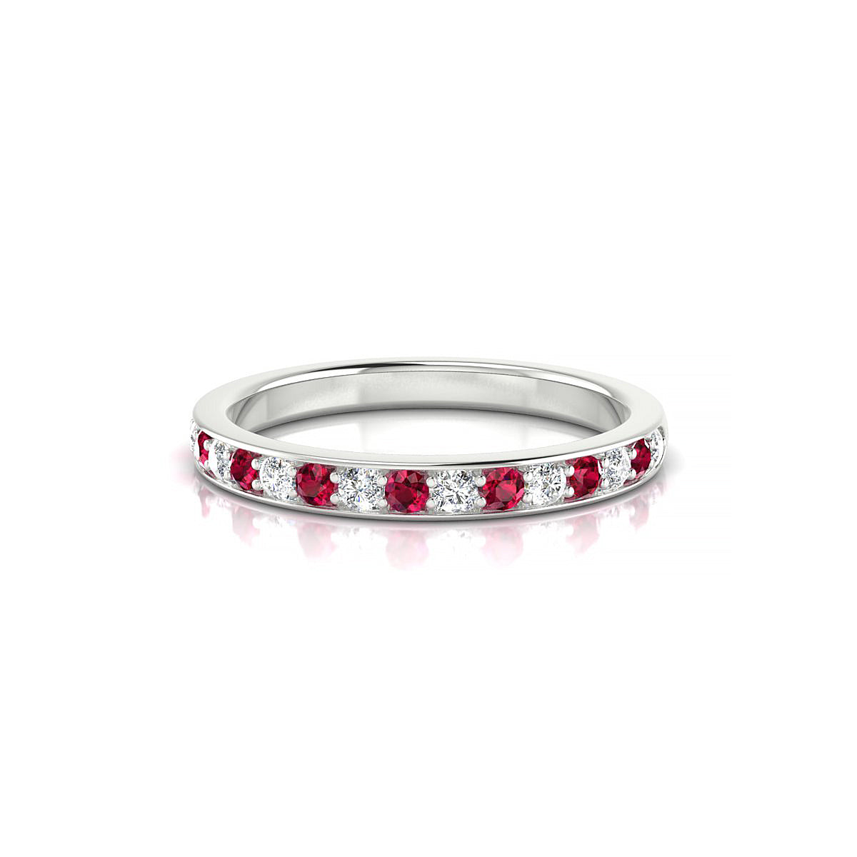Union | 18k White Gold 1.7 mm Round Ruby Ring