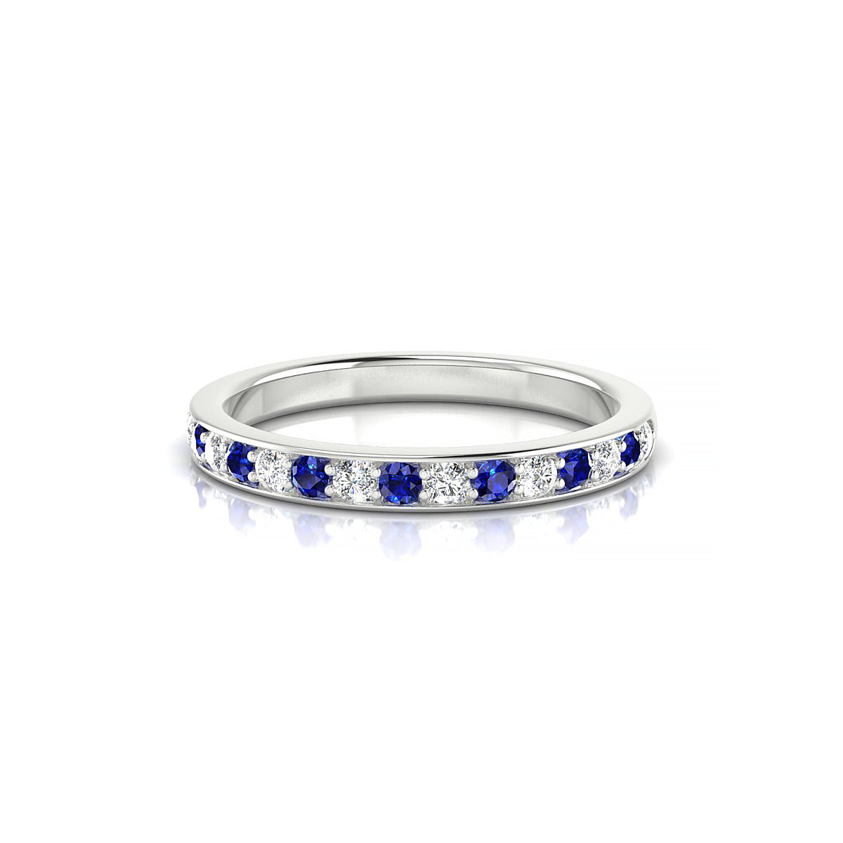 Union | 18k White Gold 1.7 mm Round Sapphire Ring