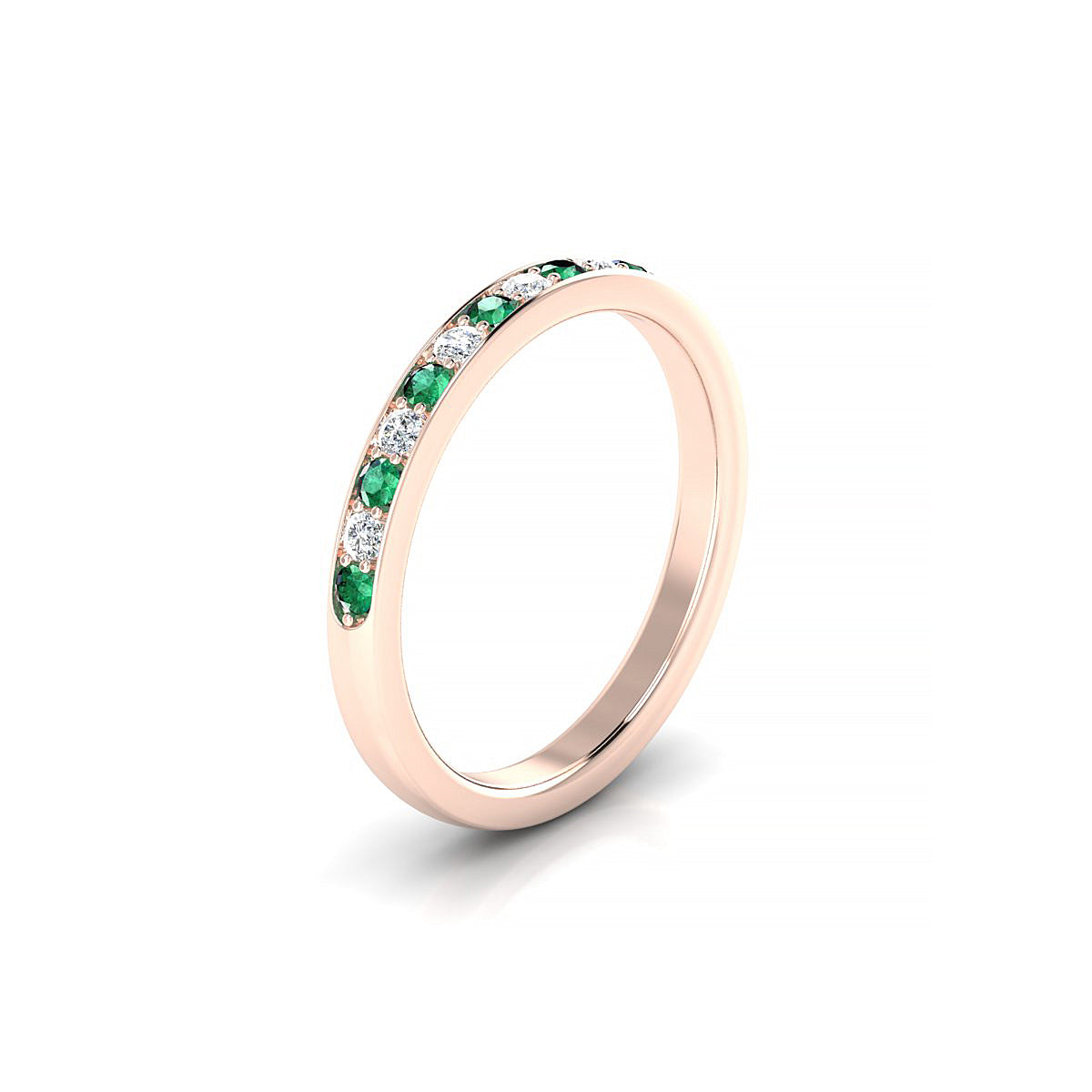 Union | 18k Rose Gold 1.7 mm Round Emerald Ring