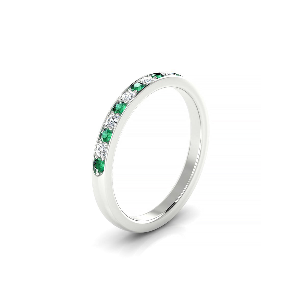Union | 18k White Gold 1.7 mm Round Emerald Ring