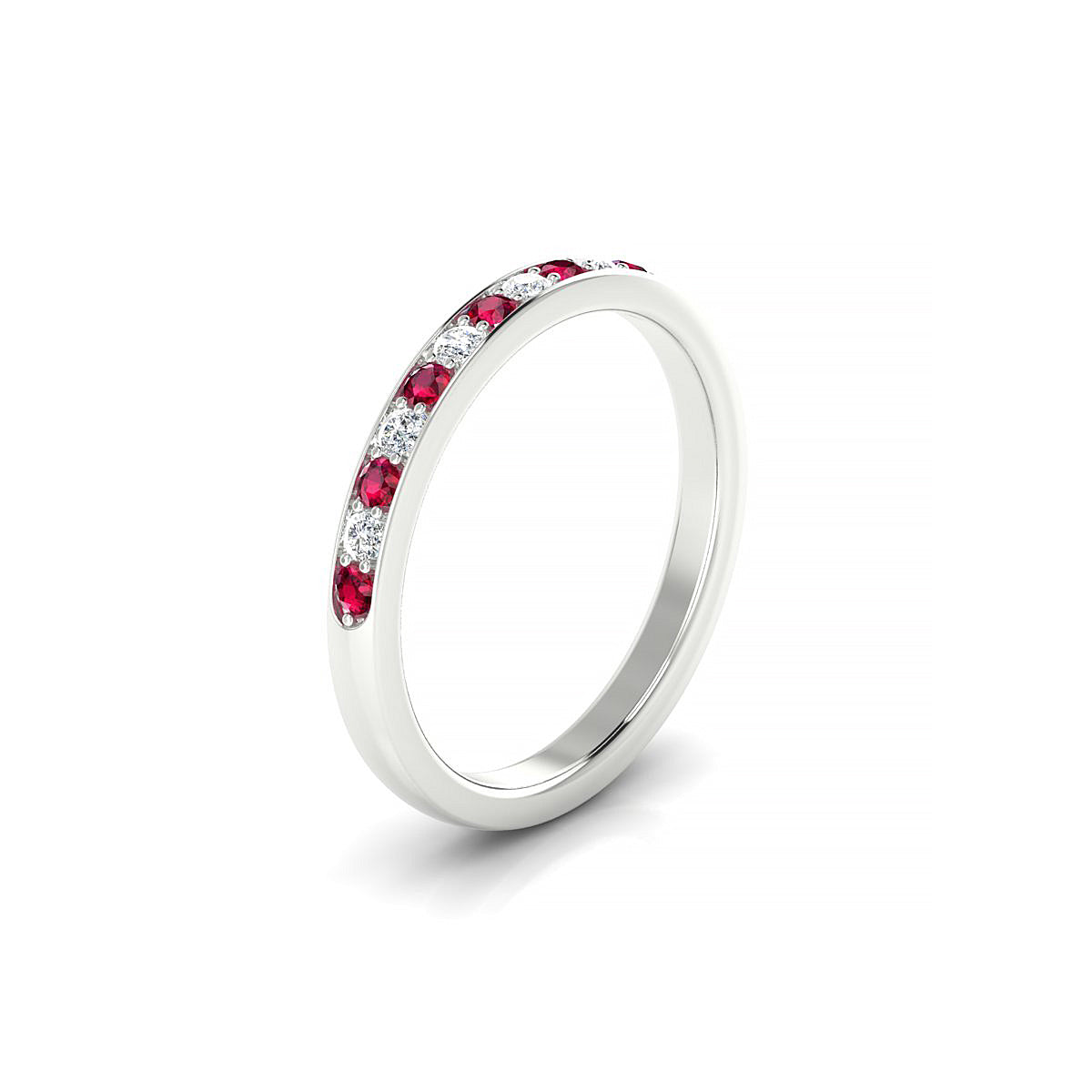 Union | 18k White Gold 1.7 mm Round Ruby Ring