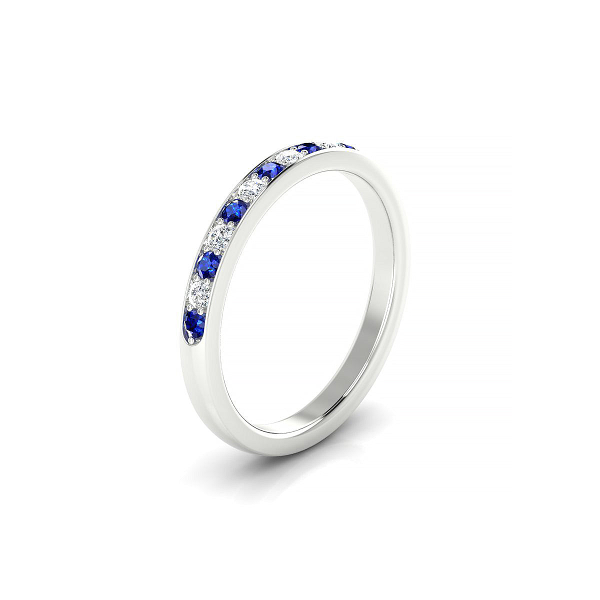 Union | 18k White Gold 1.7 mm Round Sapphire Ring