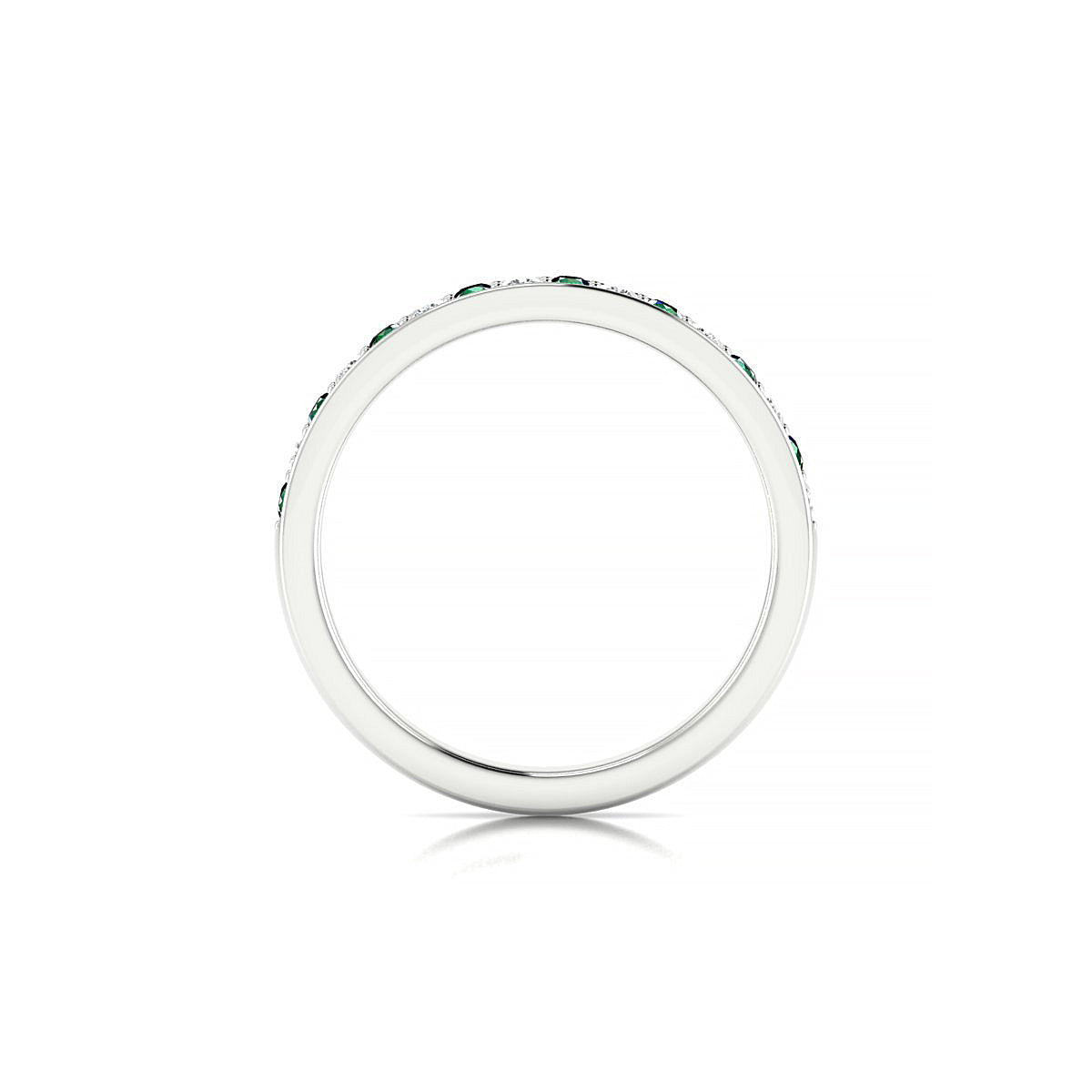 Union | 18k White Gold 1.7 mm Round Emerald Ring