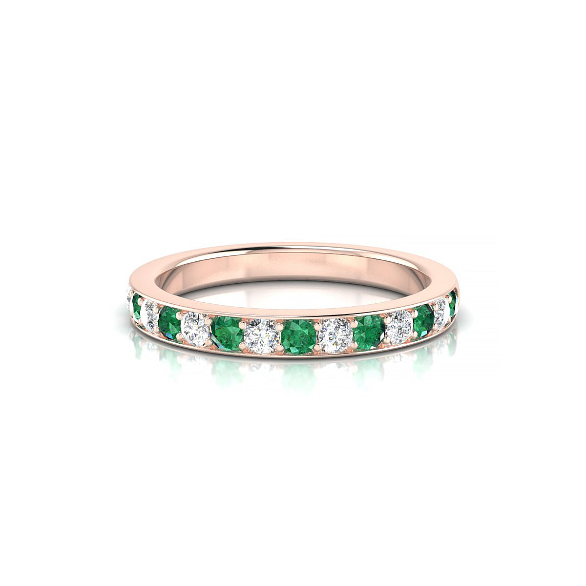 Union | 18k Rose Gold 2 mm Round Emerald Ring