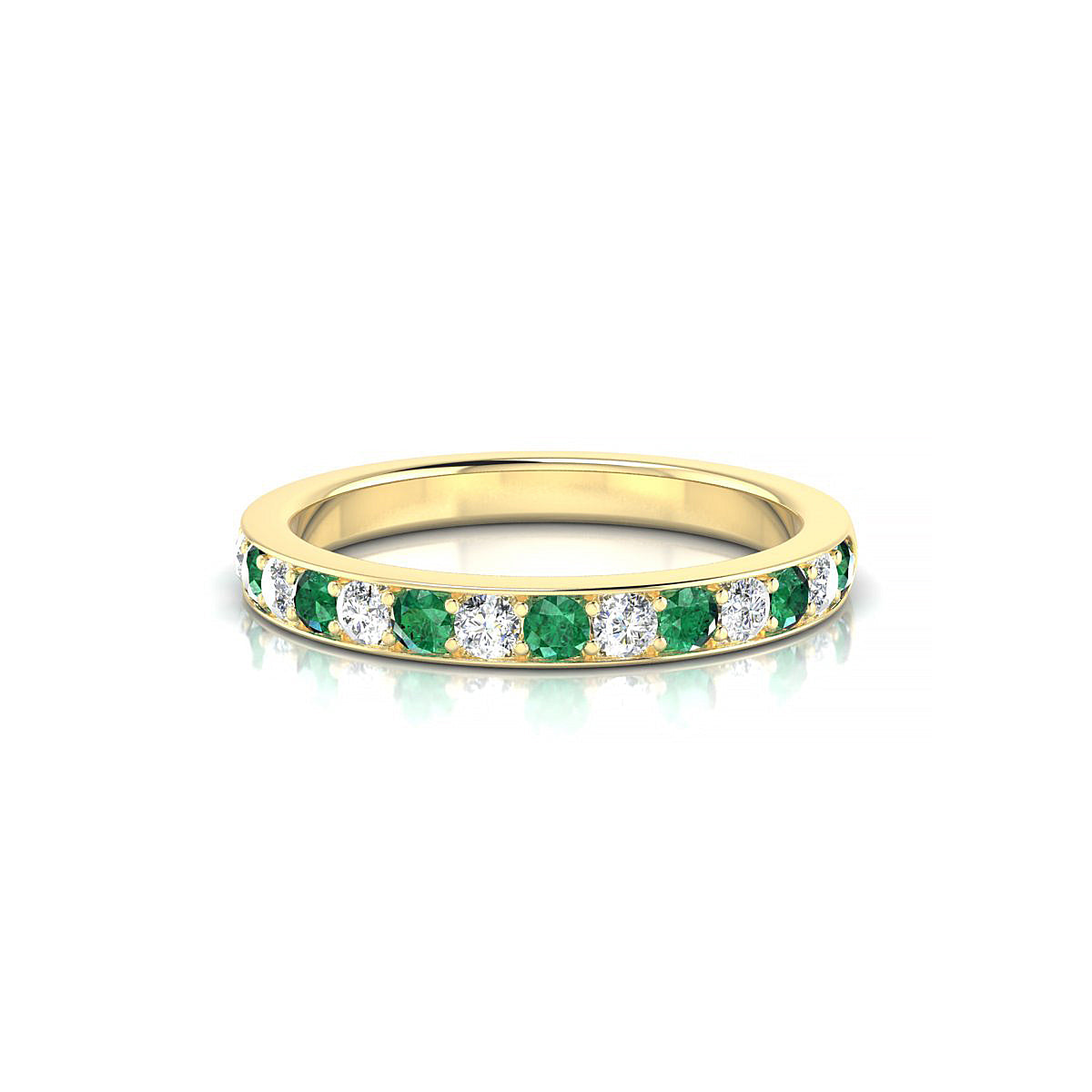 Union | 18k Yellow Gold 2 mm Round Emerald Ring