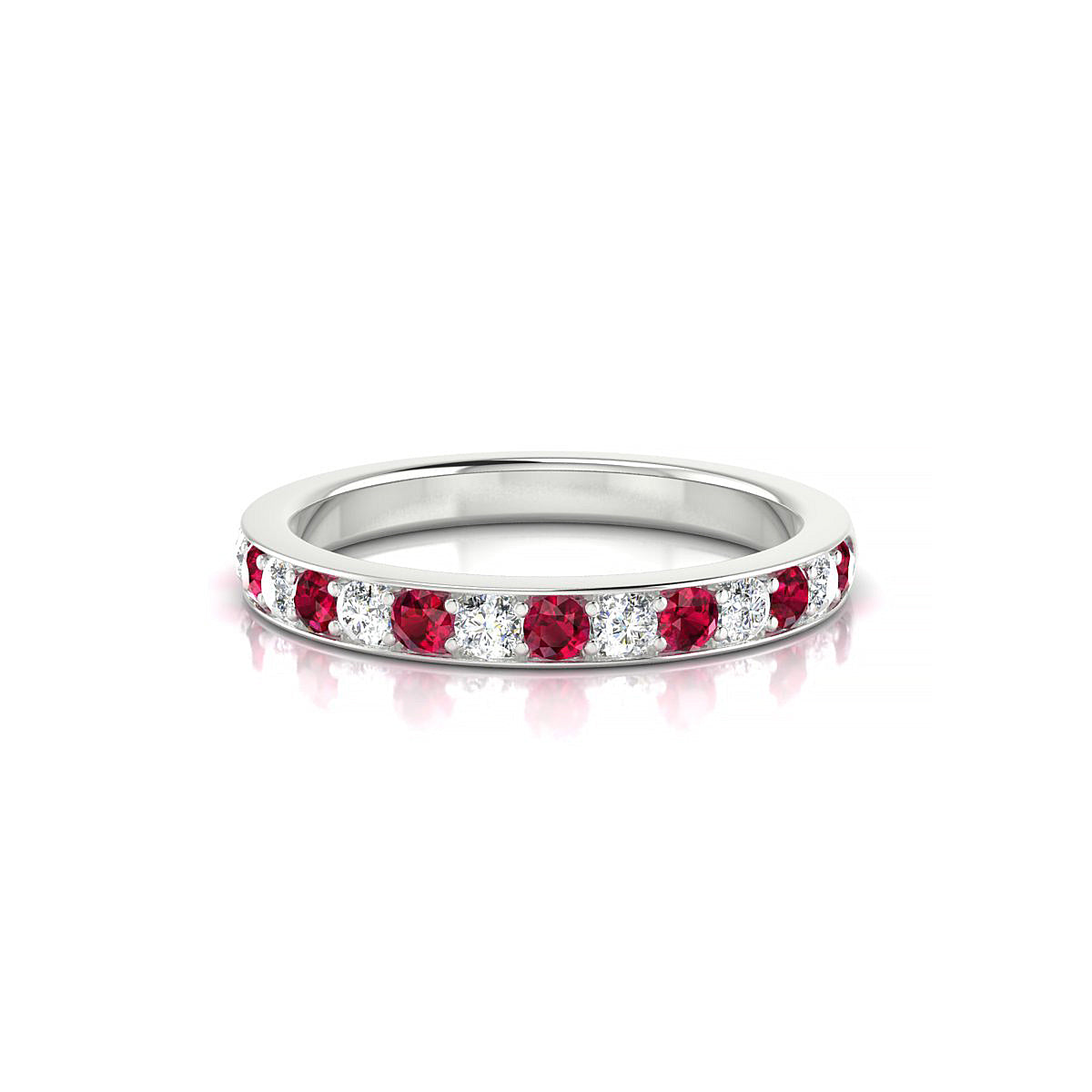 Union | 18k White Gold 2 mm Round Ruby Ring