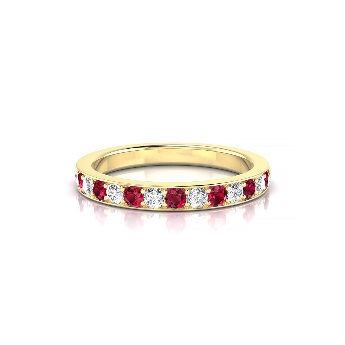 Union | 18k Yellow Gold 2 mm Round Ruby Ring