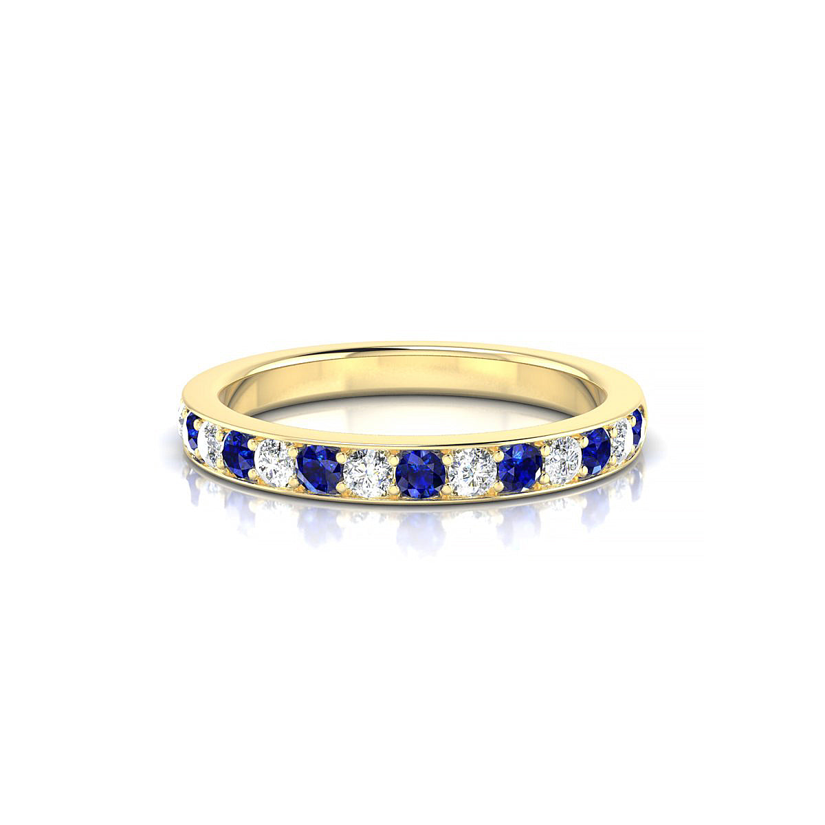 Union | 18k Yellow Gold 2 mm Round Sapphire Ring