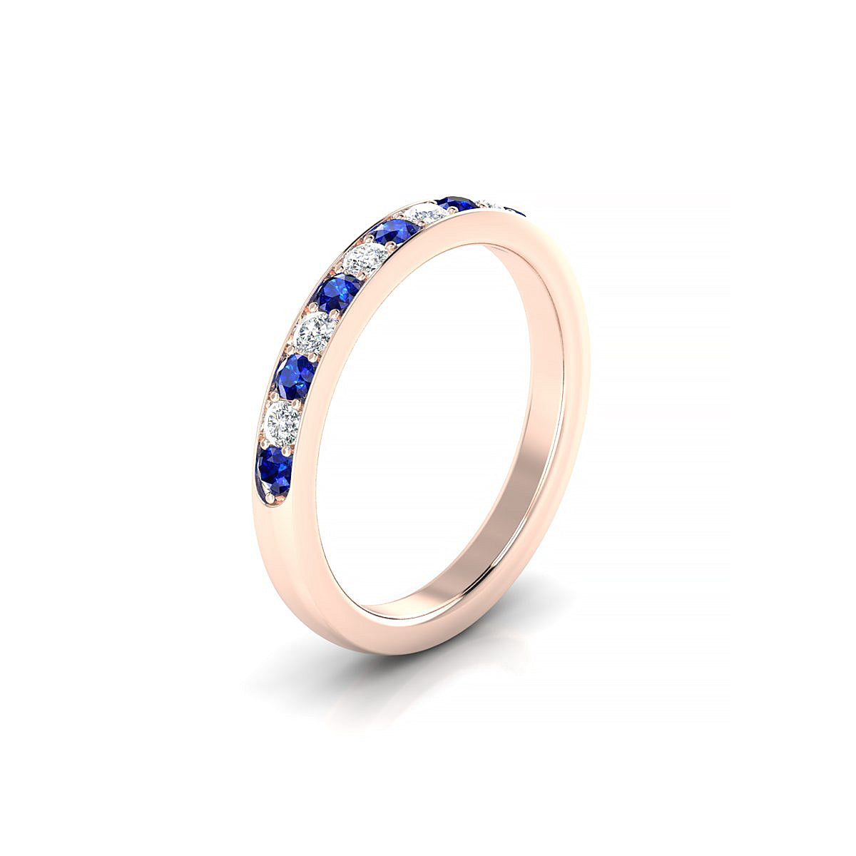 Union | 18k Rose Gold 2 mm Round Sapphire Ring