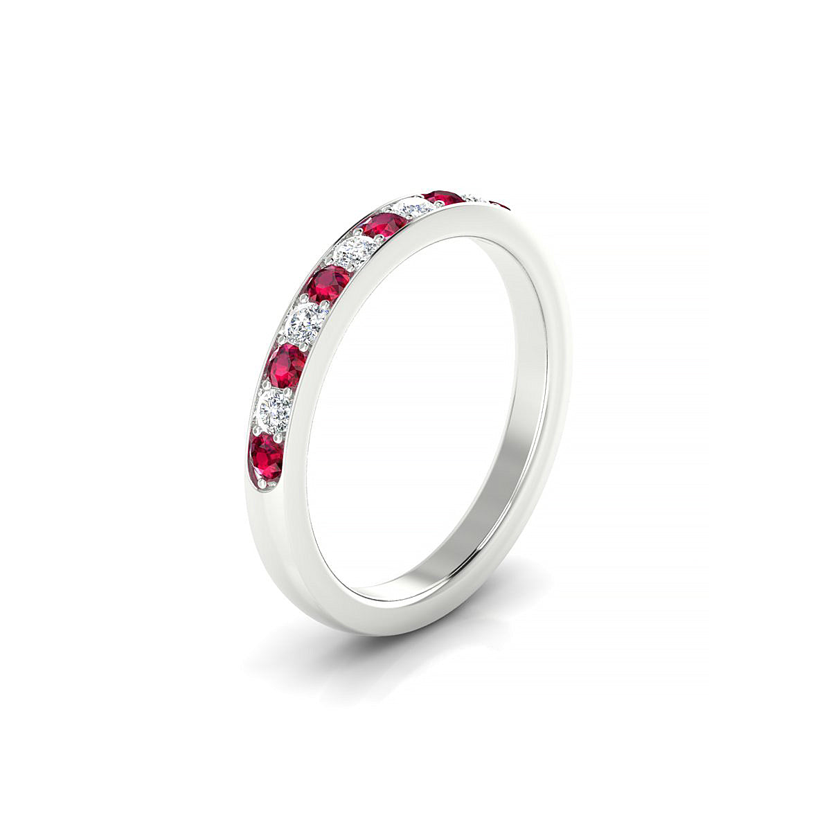 Union | 18k White Gold 2 mm Round Ruby Ring