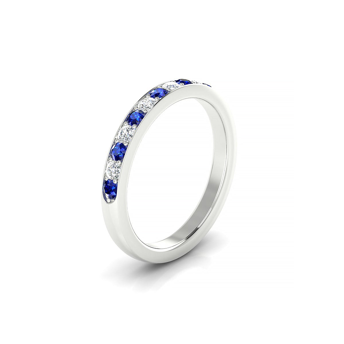 Union | 18k White Gold 2 mm Round Sapphire Ring