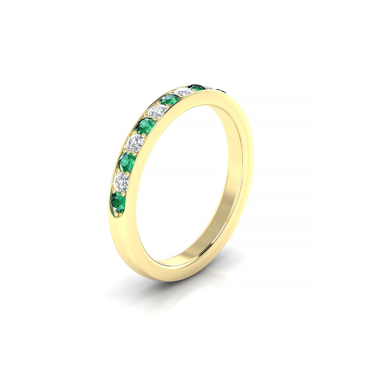 Union | 18k Yellow Gold 2 mm Round Emerald Ring