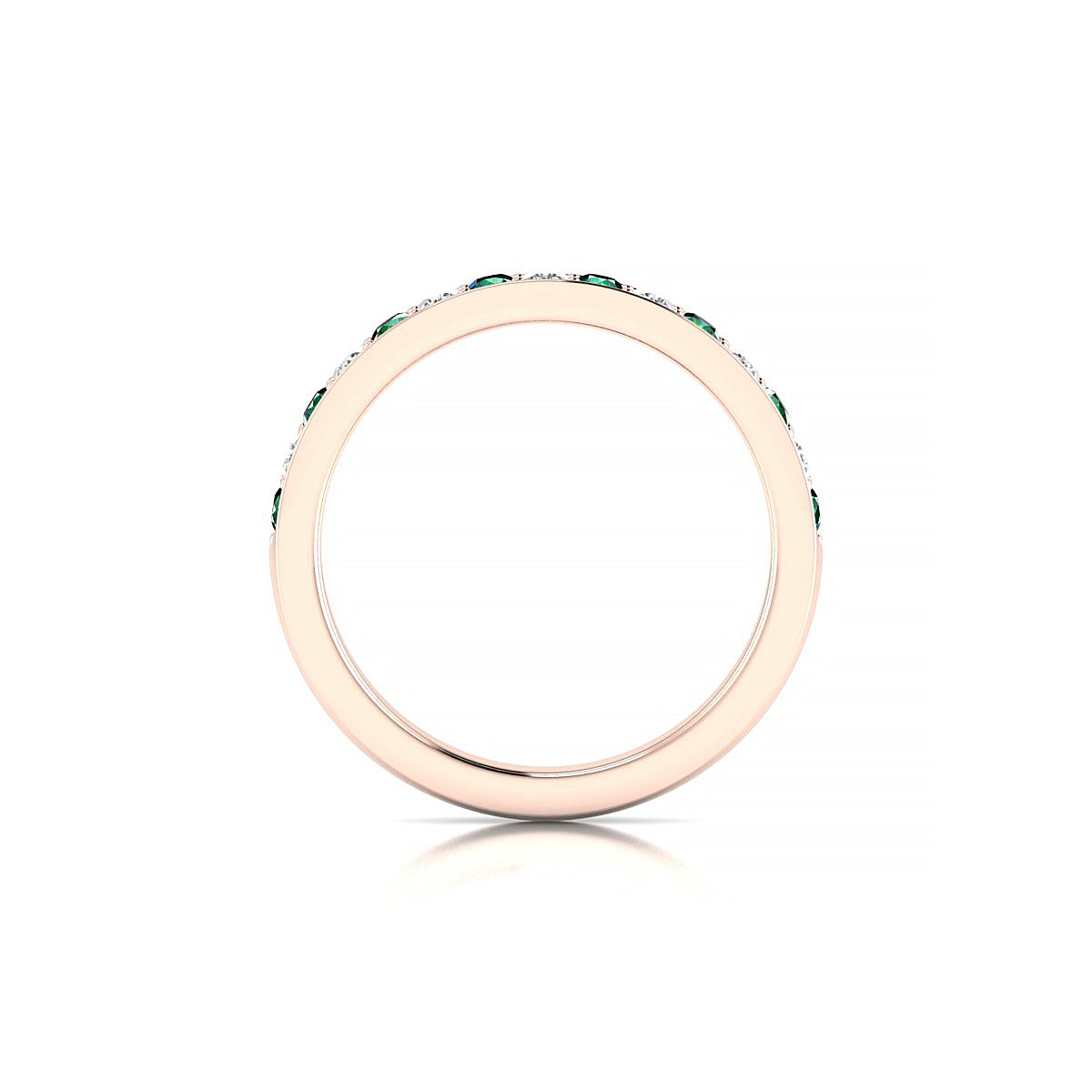 Union | 18k Rose Gold 2 mm Round Emerald Ring