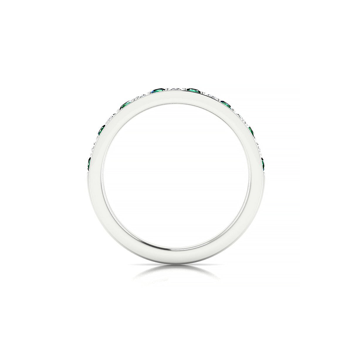 Union | 18k White Gold 2 mm Round Emerald Ring