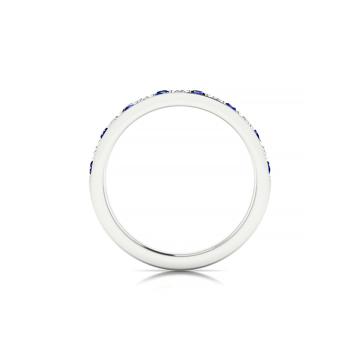 Union | 18k White Gold 2 mm Round Sapphire Ring