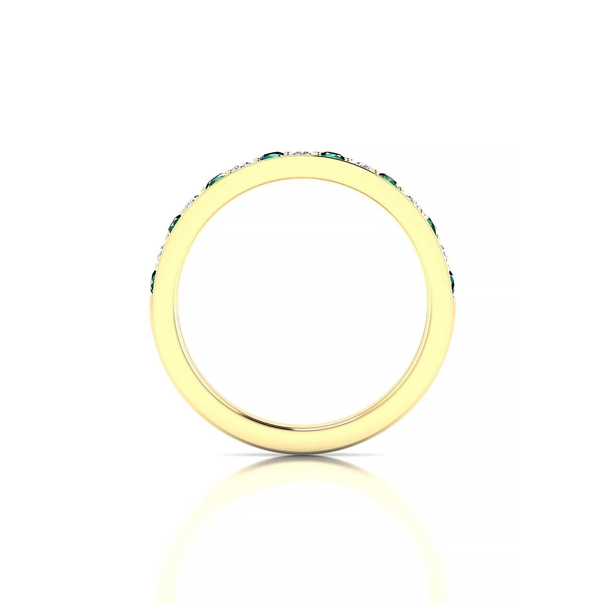 Union | 18k Yellow Gold 2 mm Round Emerald Ring
