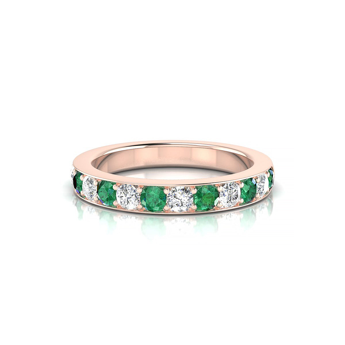 Union | 18k Rose Gold 2.5 mm Round Emerald Ring