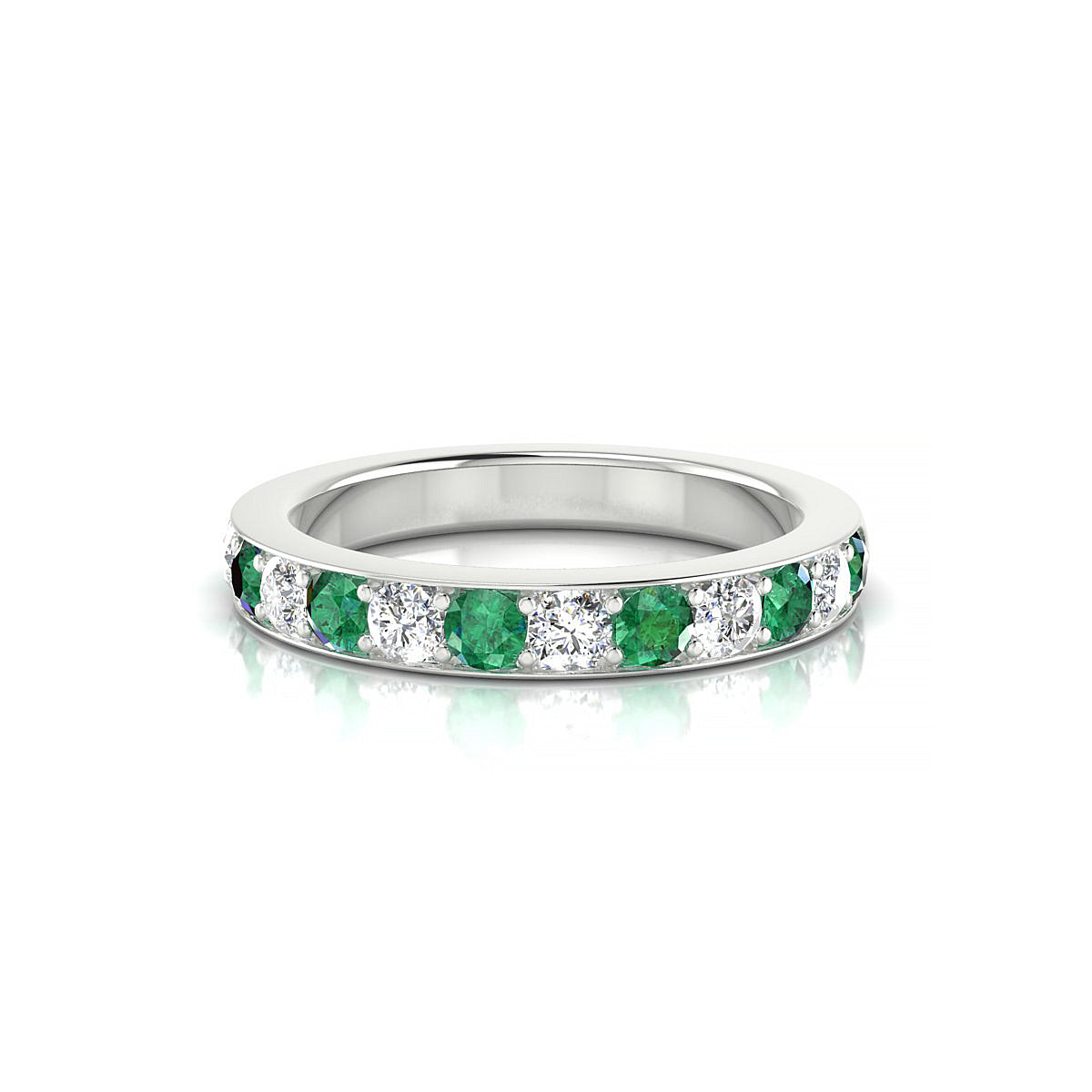 Union | 18k White Gold 2.5 mm Round Emerald Ring