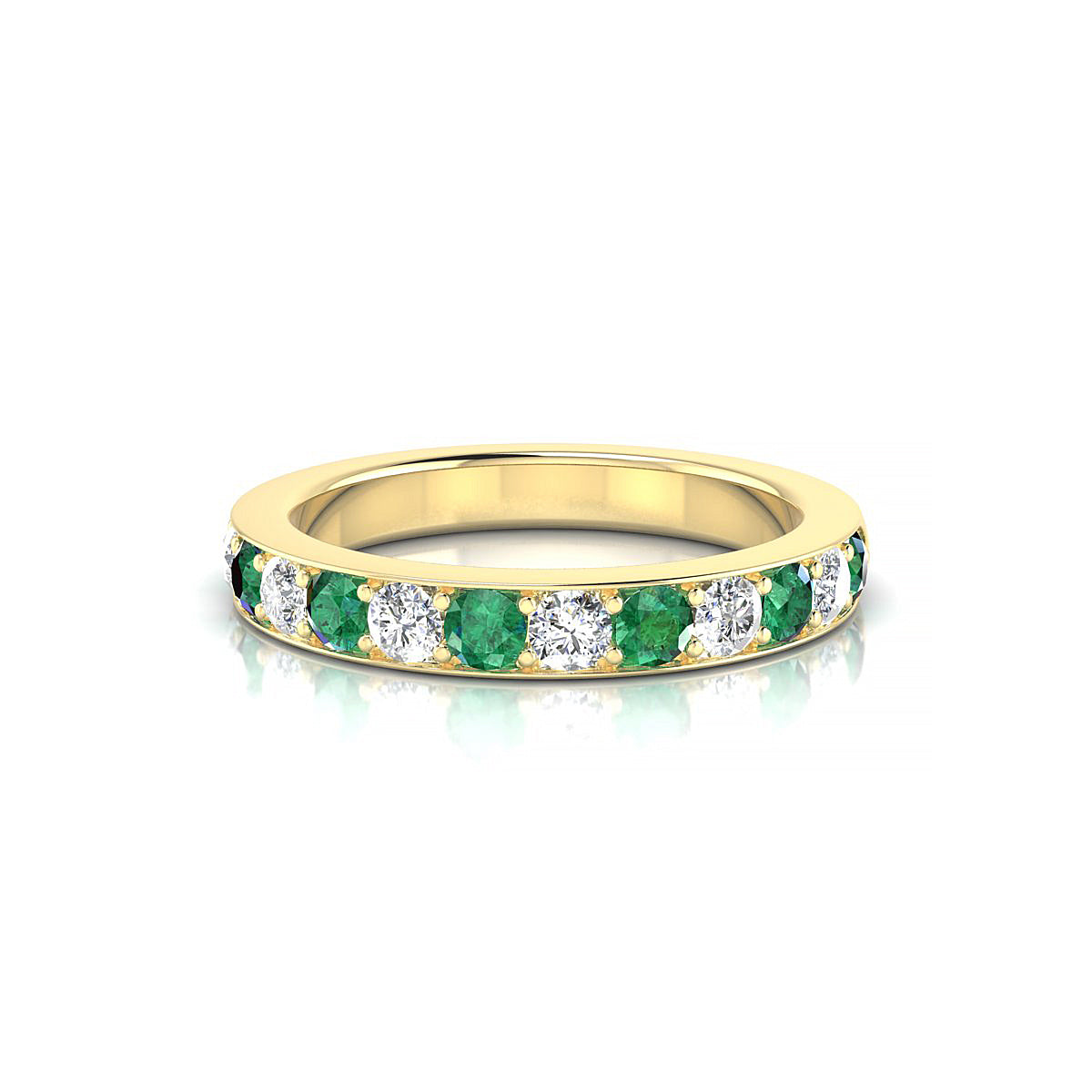 Union | 18k Yellow Gold 2.5 mm Round Emerald Ring