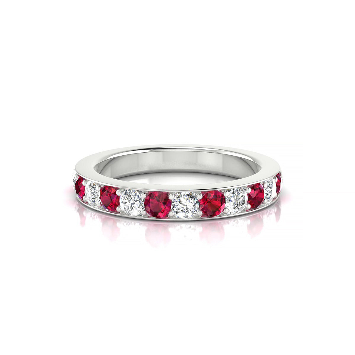 Union | 18k White Gold 2.5 mm Round Ruby Ring