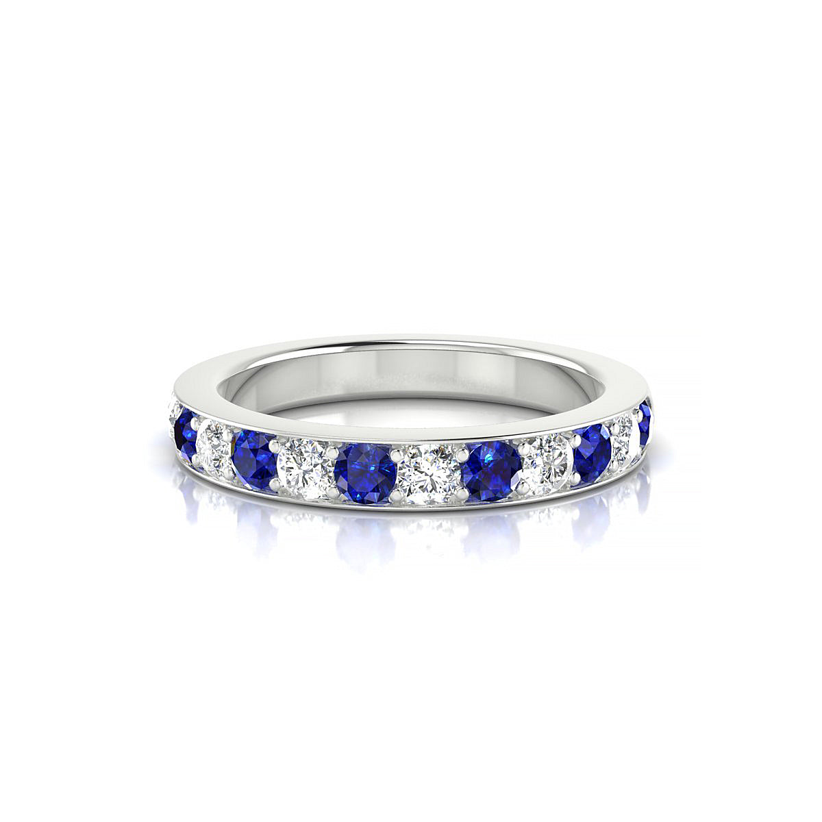 Union | 18k White Gold 2.5 mm Round Sapphire Ring