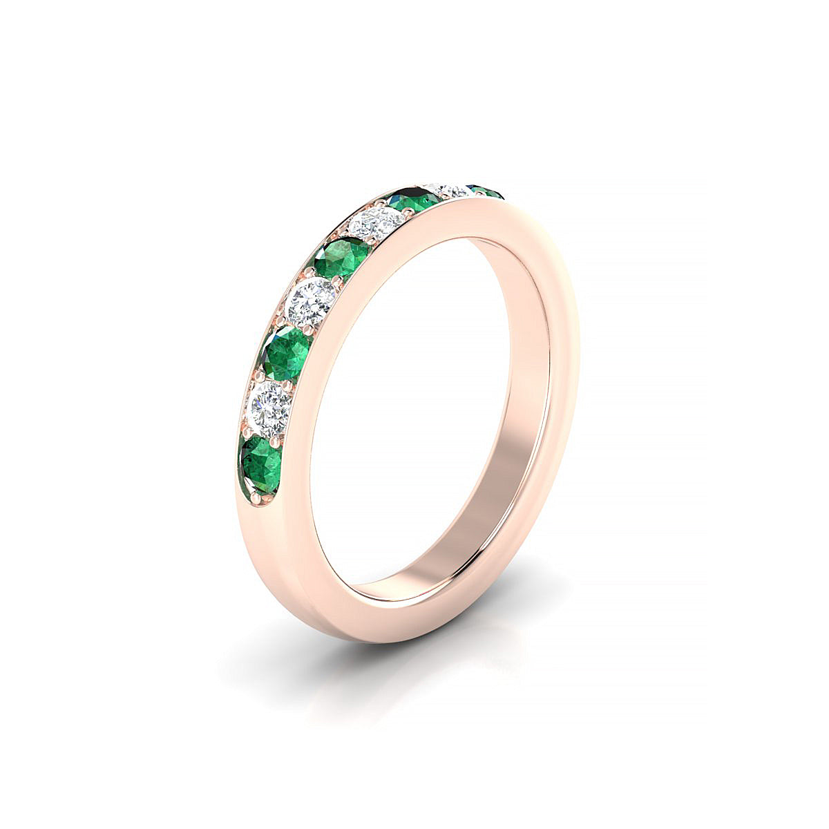 Union | 18k Rose Gold 2.5 mm Round Emerald Ring