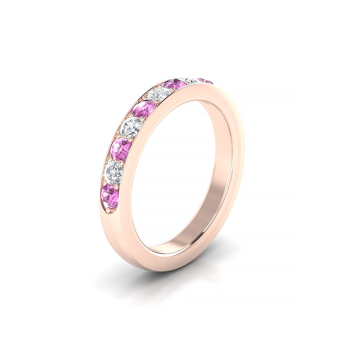 Union | 18k Rose Gold 2.5 mm Round Pink Sapphire Ring