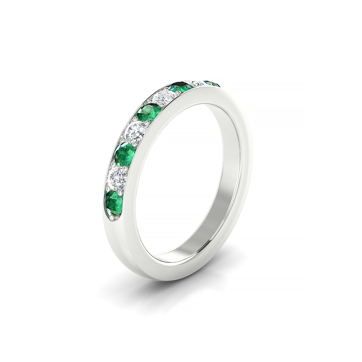 Union | 18k White Gold 2.5 mm Round Emerald Ring