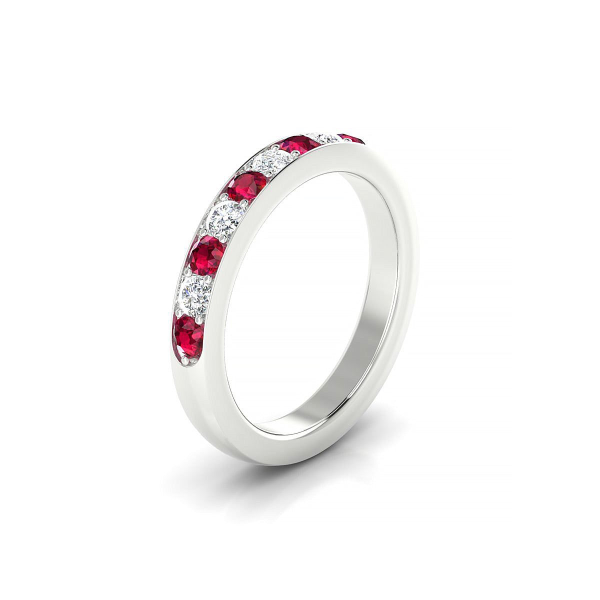 Union | 18k White Gold 2.5 mm Round Ruby Ring