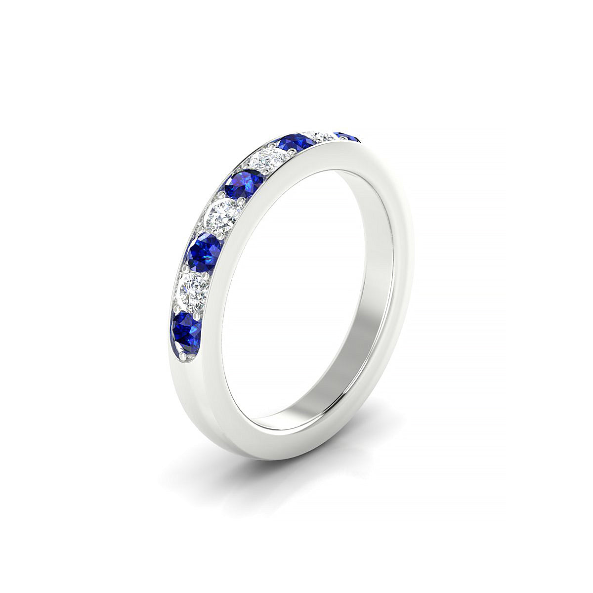Union | 18k White Gold 2.5 mm Round Sapphire Ring