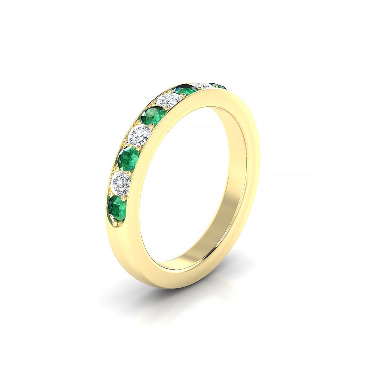 Union | 18k Yellow Gold 2.5 mm Round Emerald Ring