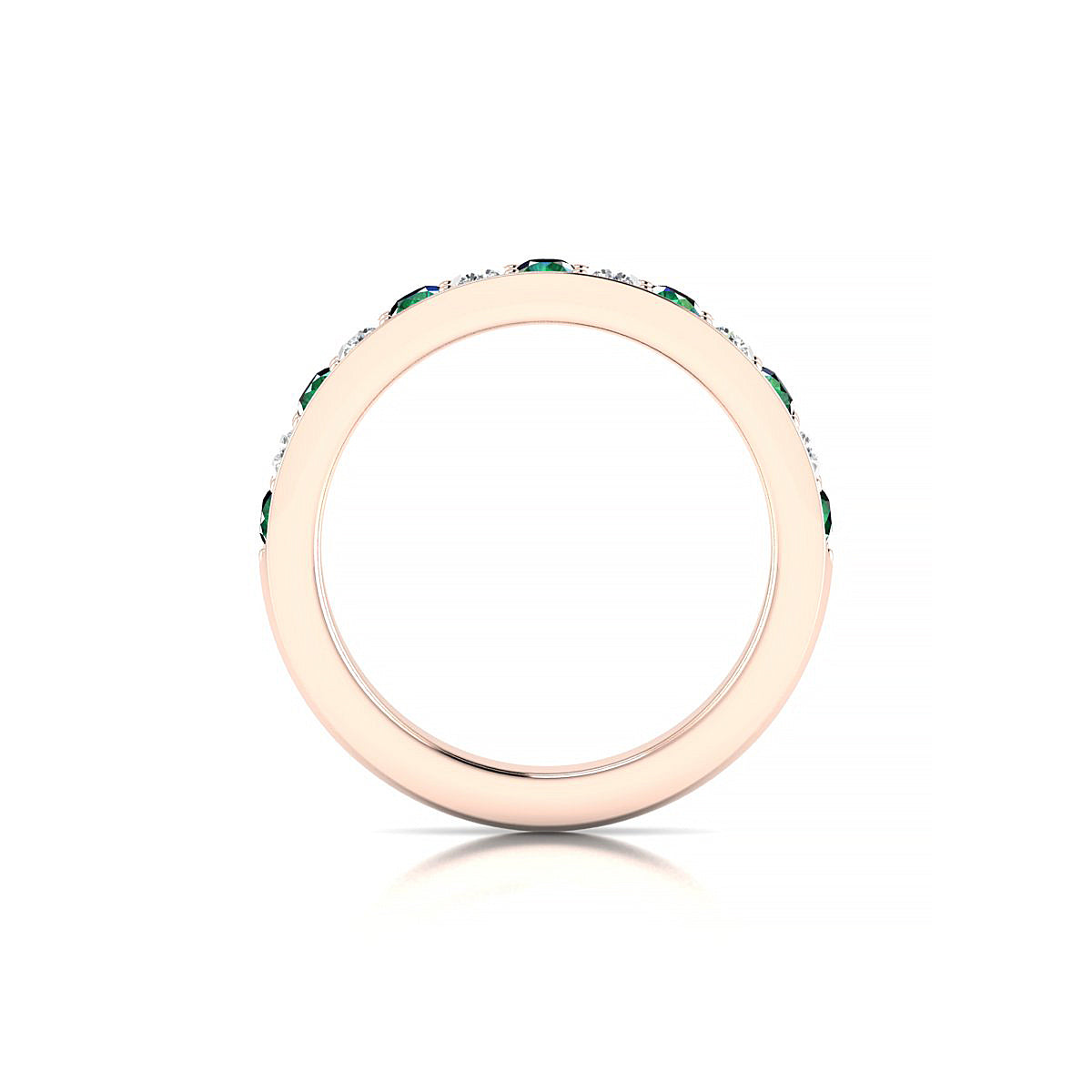 Union | 18k Rose Gold 2.5 mm Round Emerald Ring