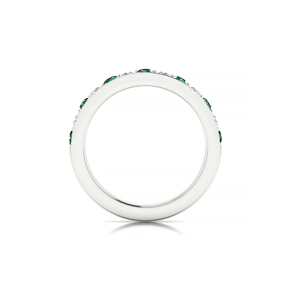 Union | 18k White Gold 2.5 mm Round Emerald Ring