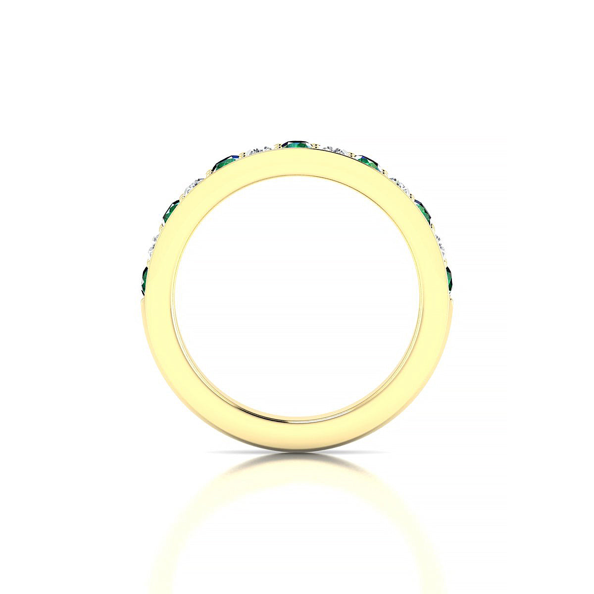 Union | 18k Yellow Gold 2.5 mm Round Emerald Ring