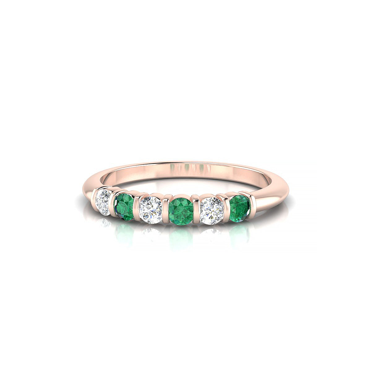 Unique | 18k Rose Gold 2.5 mm Round Emerald Ring