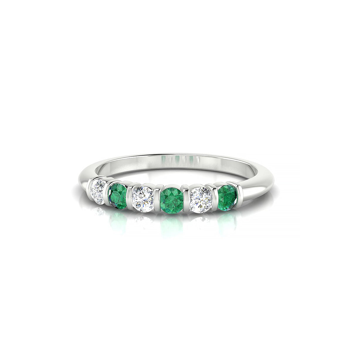 Unique | 18k White Gold 2.5 mm Round Emerald Ring